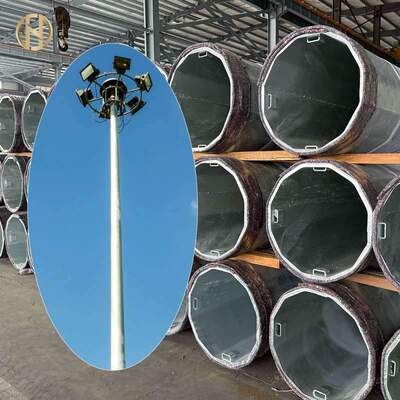 kaufen Hochmastbeleuchtung 25m 30m 35m Höhe Stahl Oktagonal galvanisierter Lichtstiel mit Hebende-senkende Vorrichtung Flutlampen online manufacture