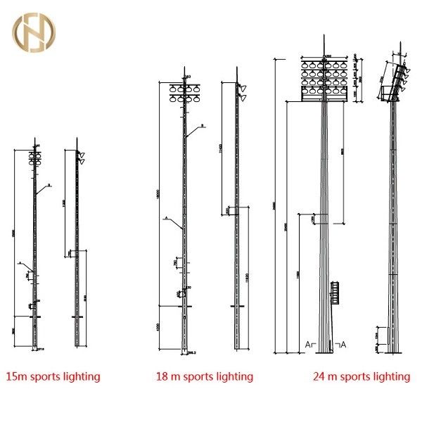 Dodecagon-Form-hoher Mast Pole galvanisierte hellen Polen 75FT 80FT
